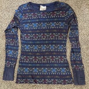 Delia skull & crossbone fair isle pattern shirt - L